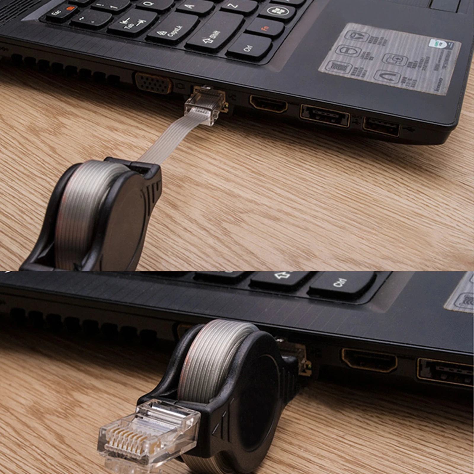 

Retractable Ethernet Cable 1.5M Mini Network Cable Black Portable Internet Connector For Travel Lightweight Data Cord