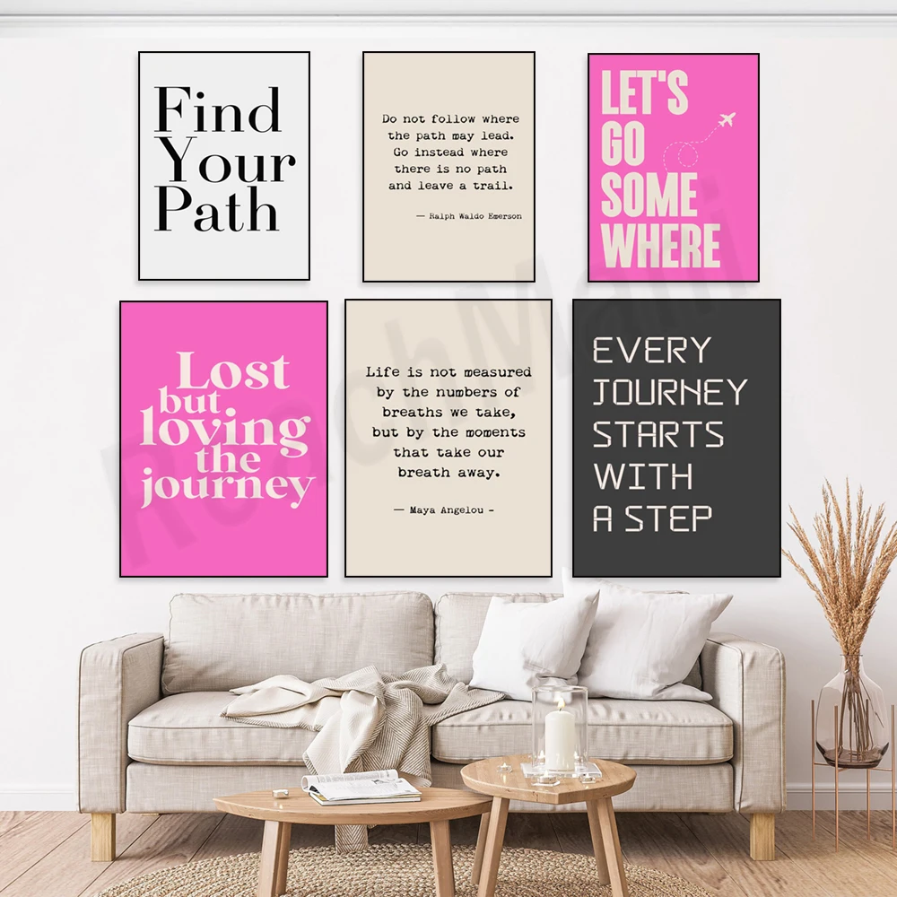 Travel quotes, every journey begins with a step, get lost but love the journey minimalist typography, scandinavian style poster
