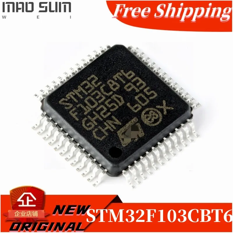 free shipping 5-50PCS/LOT STM32F103C8T6 STM32F103C8Tb STM32F 103C8T6 LQFP-48 MCU 32BIT Cortex M3 64KB 20KB RAM 2X12 ADC