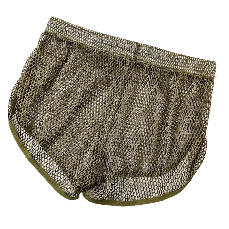 Summer Men's Mesh Hollow Shorts Fishnet Full Transparent Breathable  Sweatpants Daily Loose Homewear Youth Fashion Sports Trunks