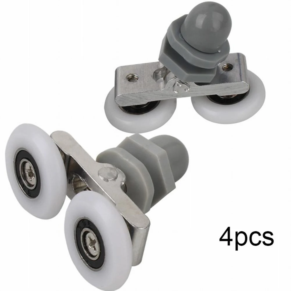 4 Twin Bottom Shower Door Roller Wheels 19/23/25/27mm Diameter Designed for Easy Installation in Curved and Quadrant Showers
