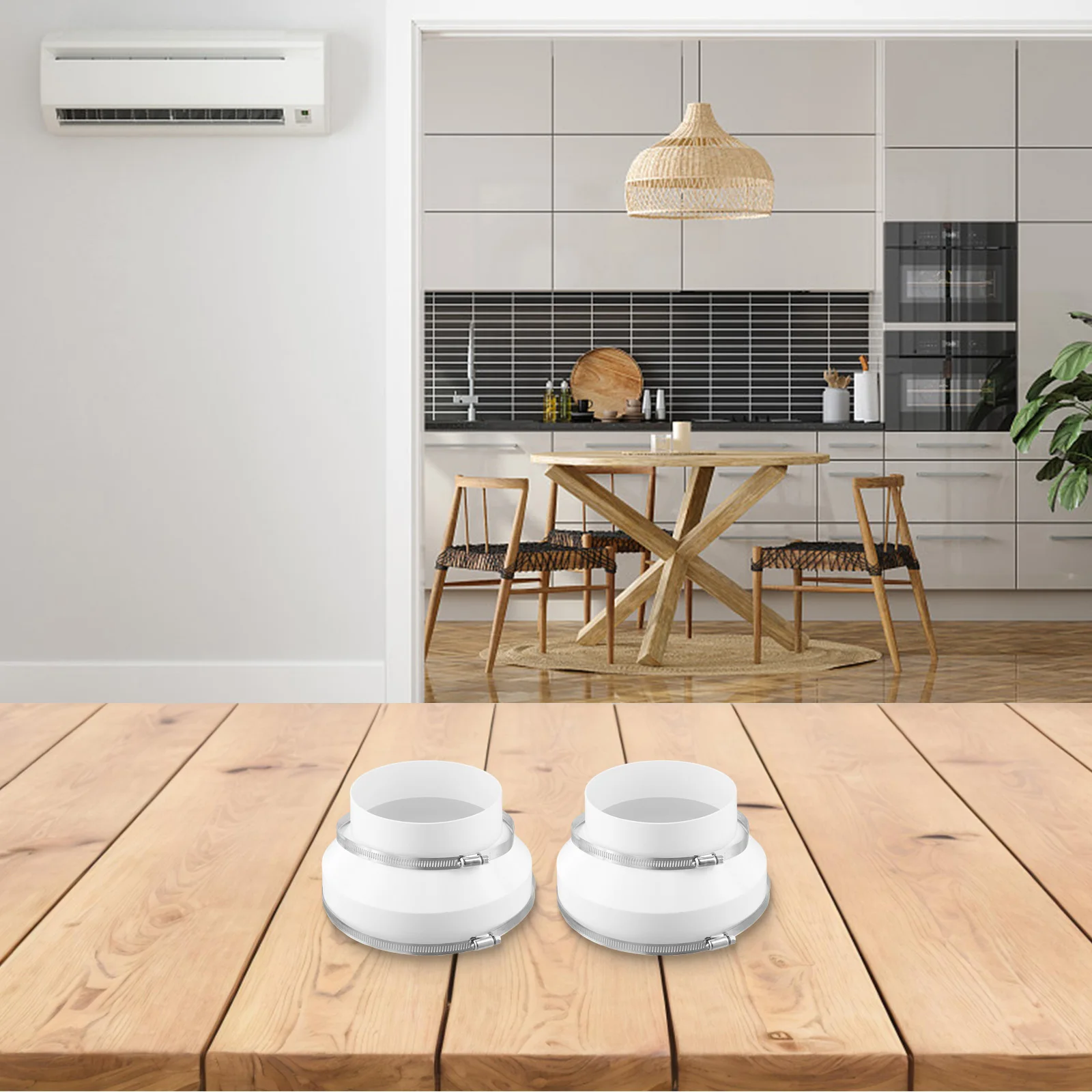 Bathroom Kitchen 8 Inch To 6 Inch Vent System Adapter Ventilation Connector Good Toughness 304 Stainless Steel ABS Plastic