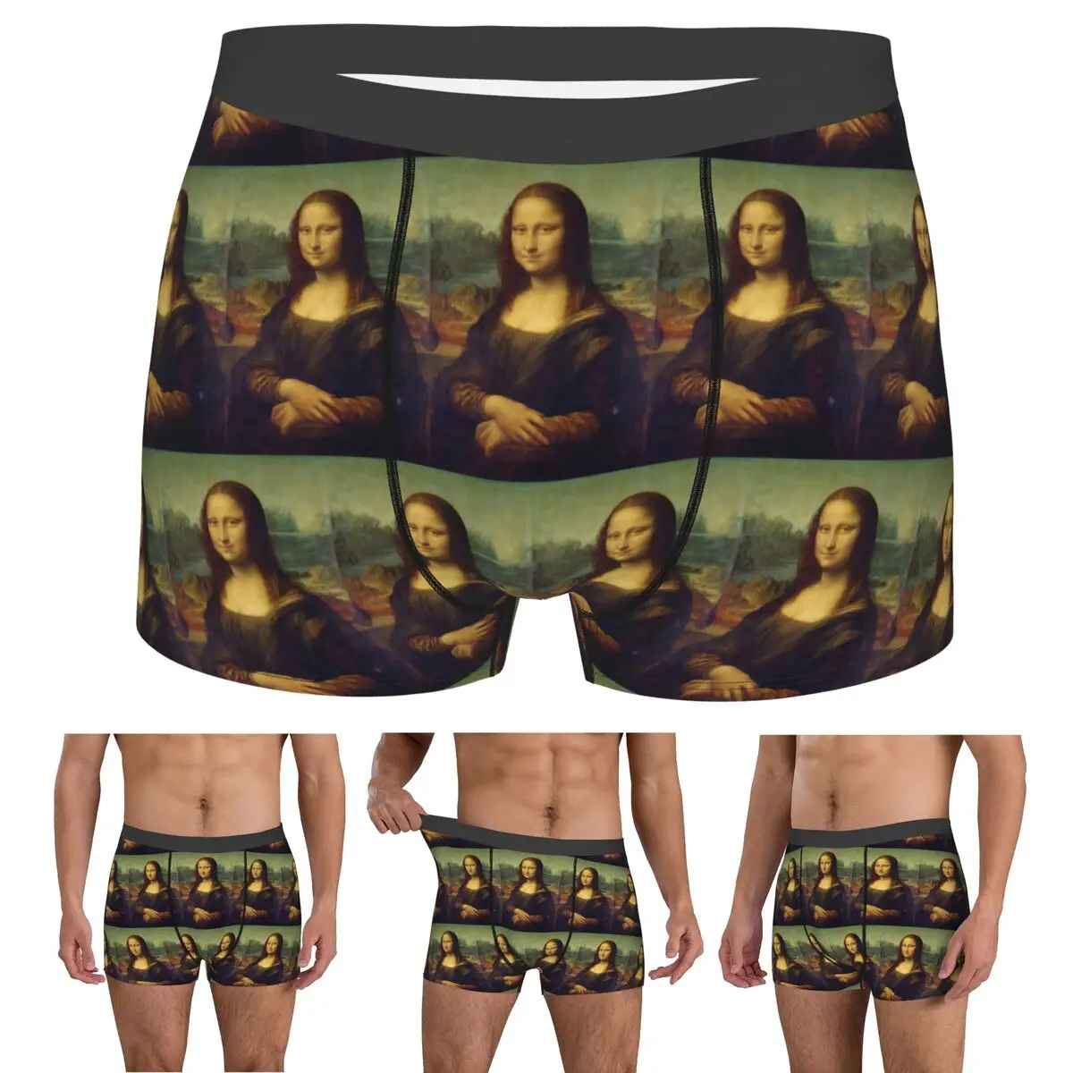 Boxer Underpants Shorts Mona Lisa By Leonardo Da Vinci Panties Men's Ventilate Underwear for Homme Man Boyfriend Gift