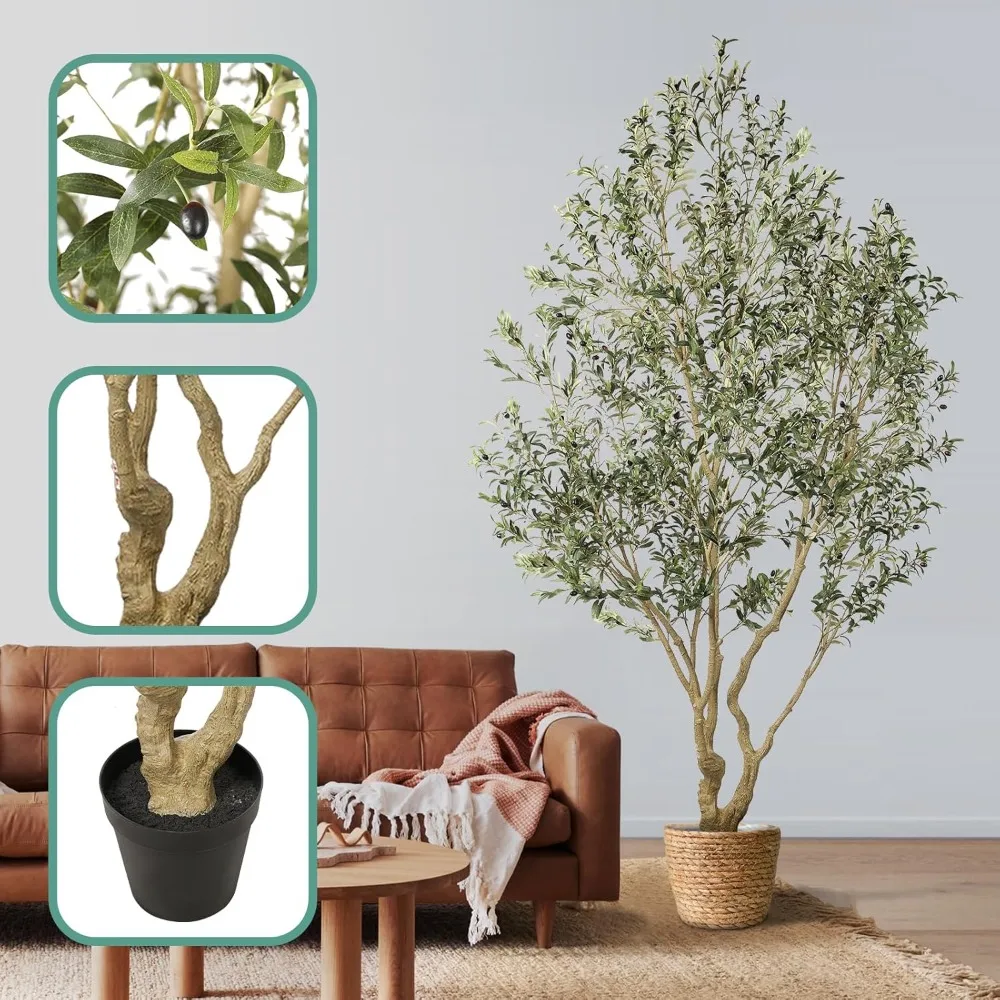 

9 Feet Tall Artificial Olive Tree, Large Artificial Olive Tree, Fake Olive Tree with Realistic Branches and Realistic Fruits