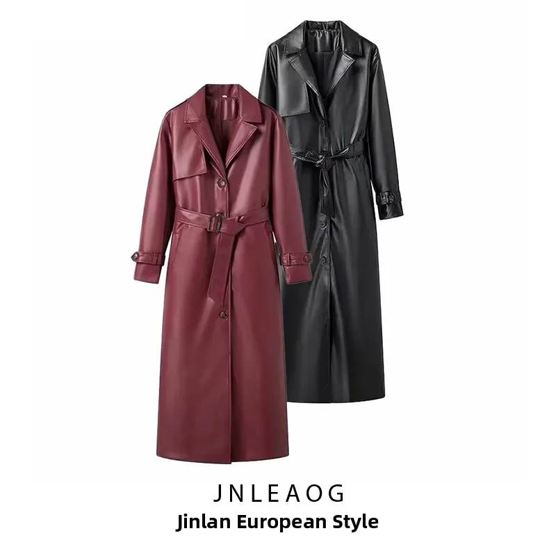 JNLEAOG Autumn New Women's Fashionable Pure Color Simple Style Motorcycle Leather Jacket Street Style Long Sleeve Polyester F...