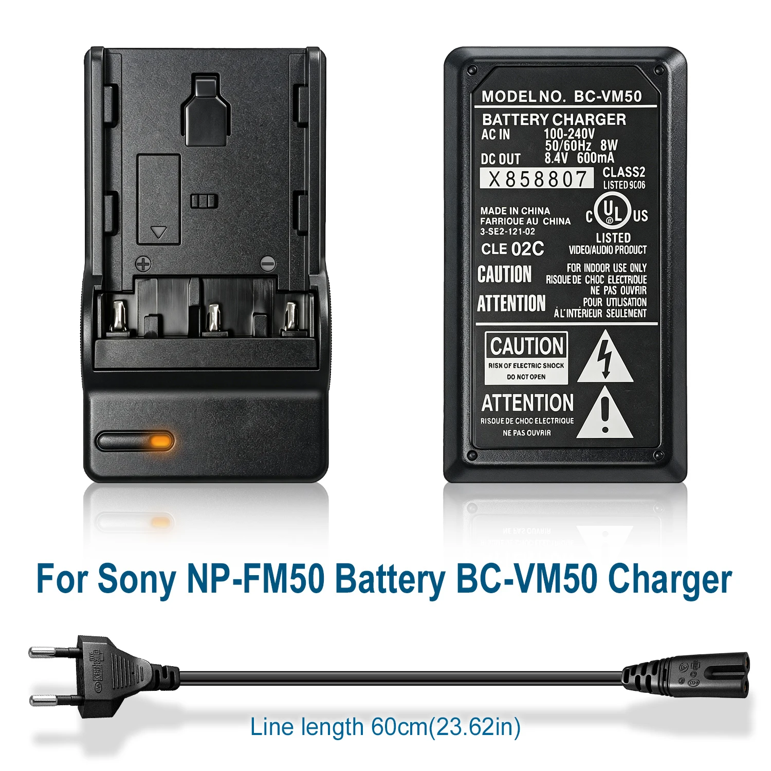 für Sony NP-FM30, FM50, FM55H, QM50, QM51, FM70, FM71, QM71, QM71D, FM90, FM91, QM91, QM91D Akkuladegerät BC-VM50 – Detail 1