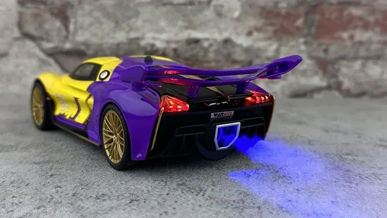 WELLY-coche deportivo S9 1:24, modelo de aleación de Metal fundido a presión de alta simulación con sonido de pulverización, luz, colección extraíble, juguete para regalo para niños