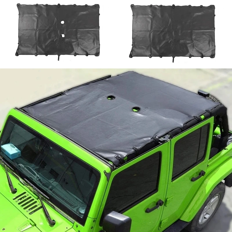 Leather Car Soft Sunshade Top Sun Shade Waterproof Full Cover Anti UV Sun Cover for Jeep Wrangler JK JKU 4 Doors 2007-2017