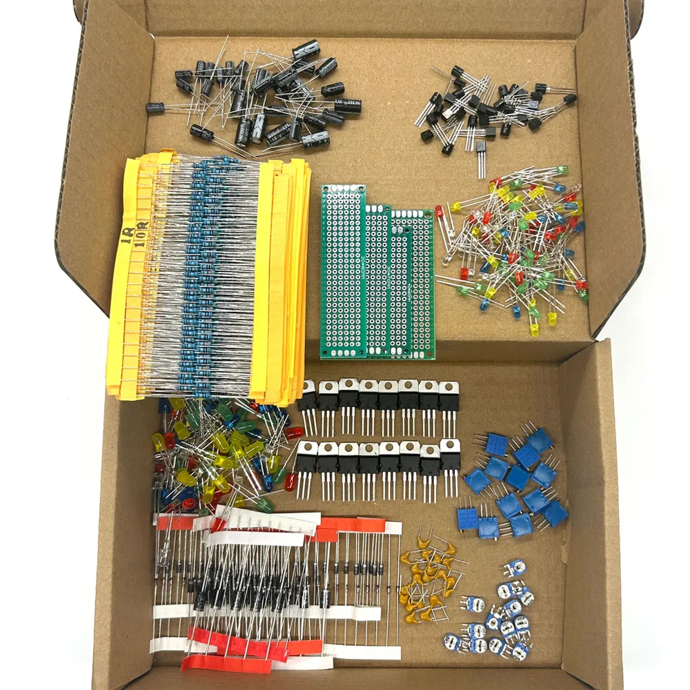 

1818PCS Electronics Components Kit TO-92 TO-220 Monolith Capacitors Resistors 3MM 5MM LED Diodes PCB RM063 Potentiometer