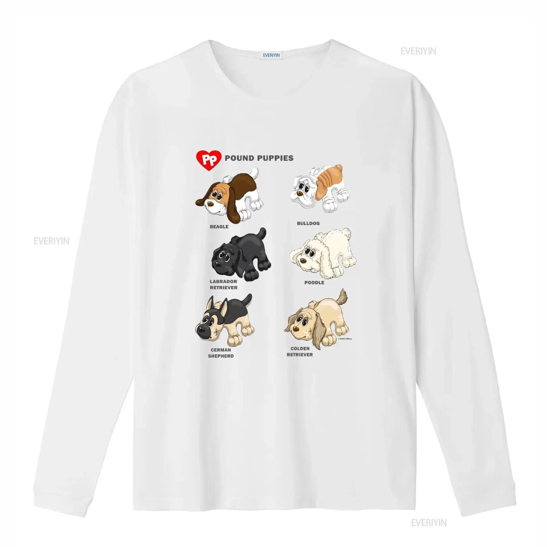 Women's Cute Dog Breeds Pound Puppies Print T Shirt vintage Washed Versatile Unisex Casual Top For Everyday Wear Stretched