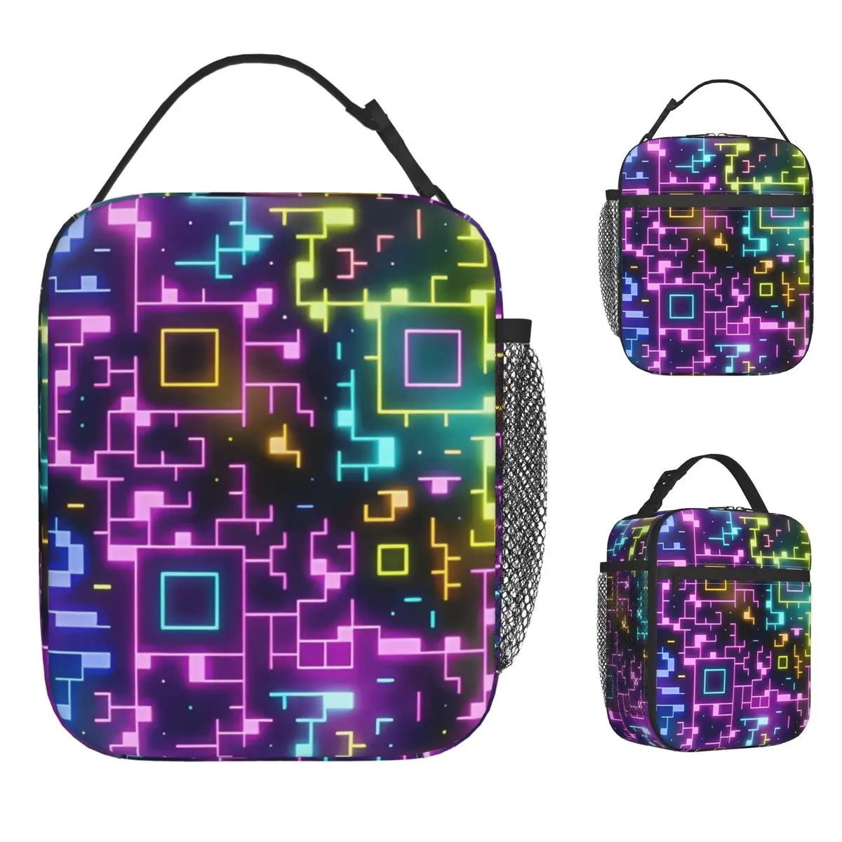 

Geometries Cube Gaming Dash Insulated Lunch Bags Thermal Bag Reusable Lunch Container Portable Lunch Box Tote Food Handbags