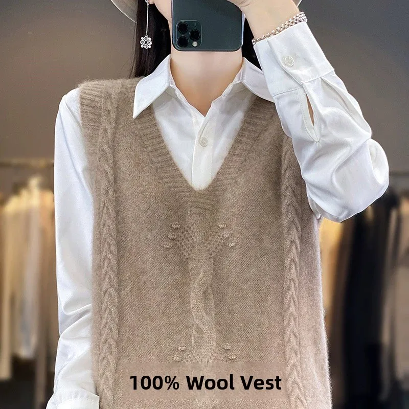 00% Camere V-Ne سترة صوف محبوكة فضفاضة للنساء ملابس خارجية Faion طبقات Sle النسخة الكورية سترة سترة الخريف الشتاء #1