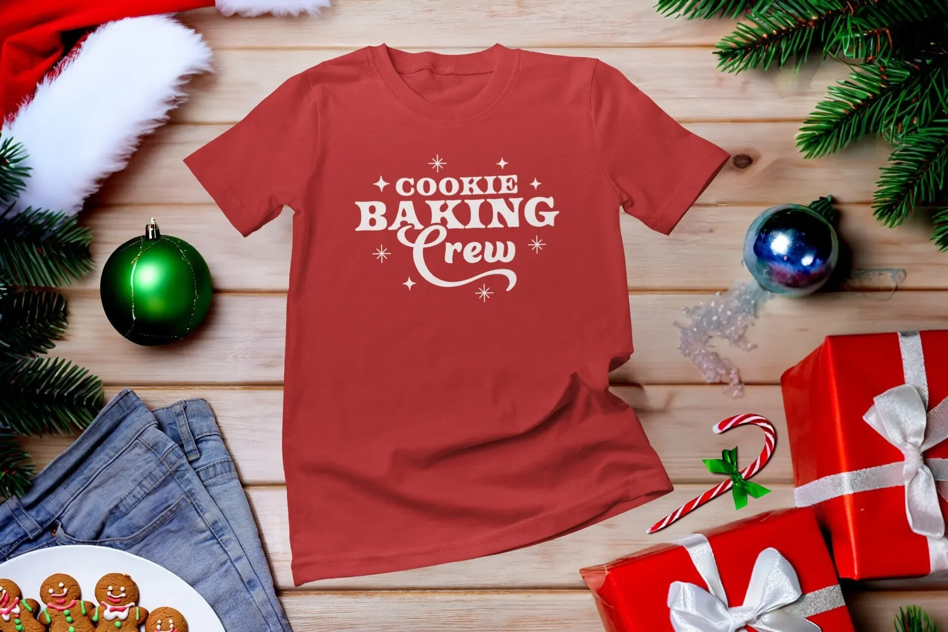 Cookie Baking Crew Matching Christmas T Shirt Grandma Making Spirits Bright Holiday