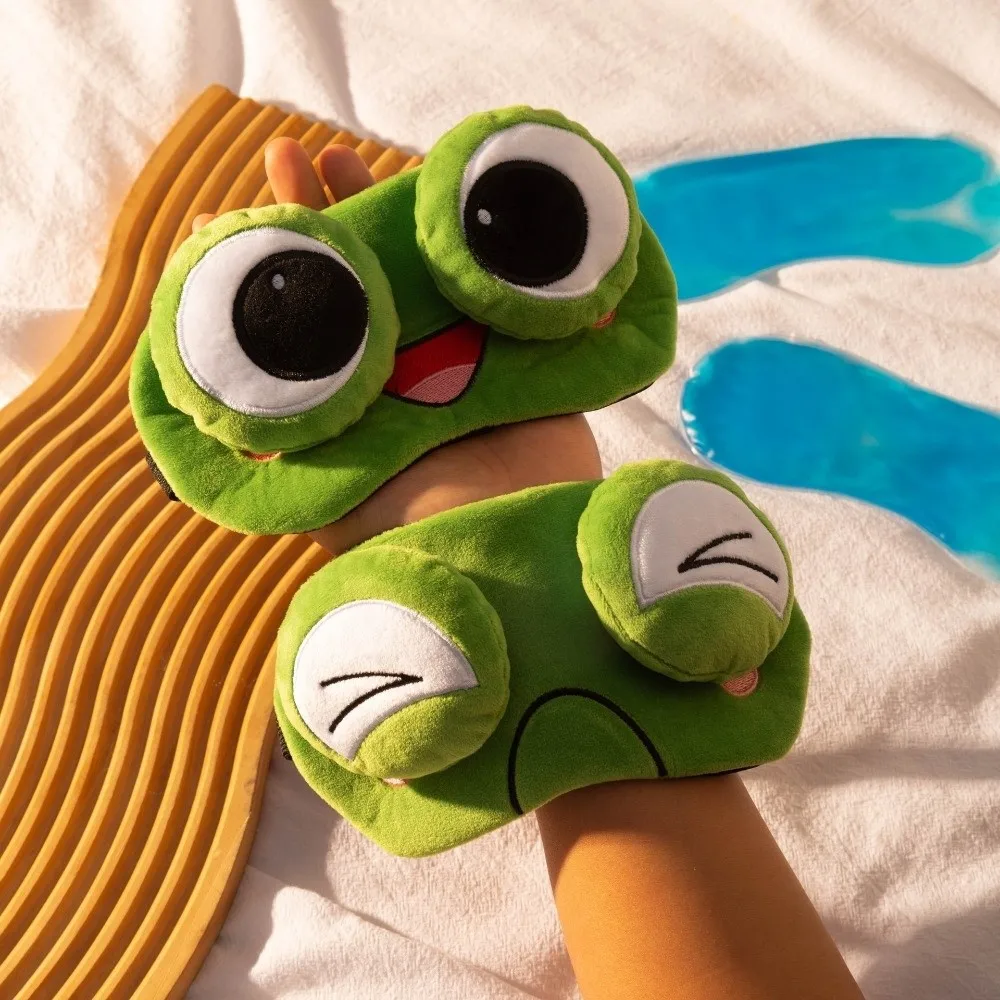Breathable Funny Frog Sleep Mask Adjustable Sleeping Aid Eye Mask Cartoon Headwear Frog Blockout Light Eye Cover Sleep