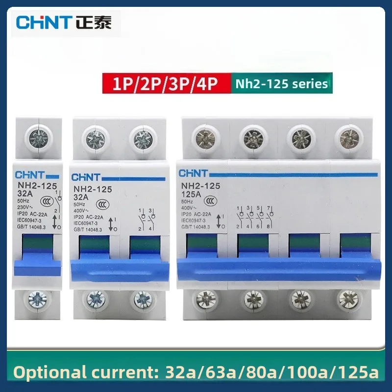 Chint NH2-125 Small Isolator Switch 1P/2P/3P/4P 32A-125A CE Certified for Home Commercial Use
