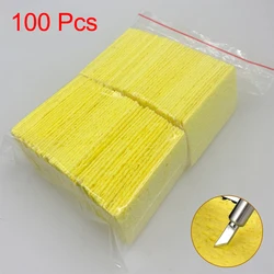 Amarelo Limpador De Esponja De Limpeza Para Soldagem Elétrica Durável, Ferro De Solda, Almofadas Limpas, 100Pcs