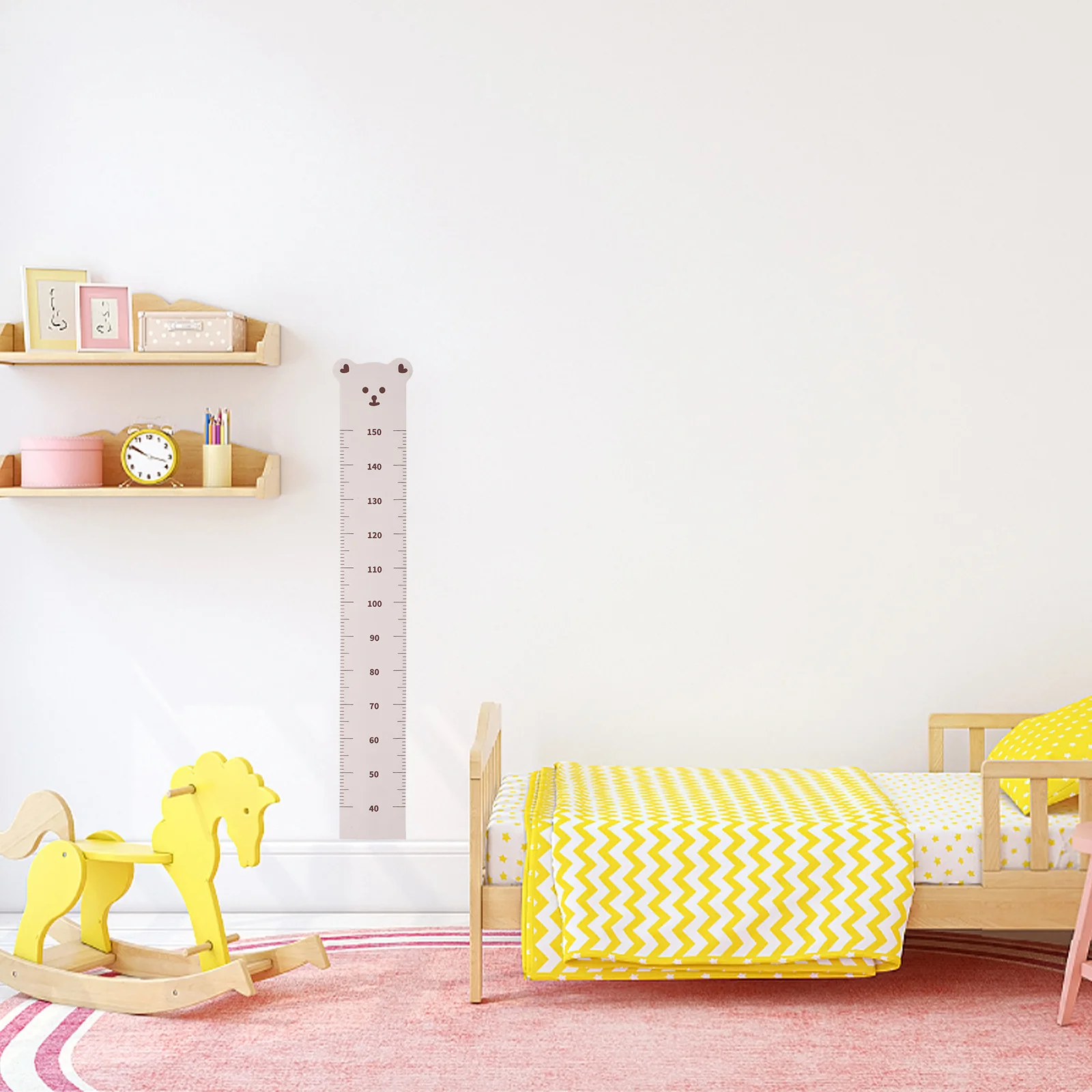 

Height Measurement Ruler Sticker Cute Wall Decal for Children's Room Kindergarten Decor Long-Lasting Fabric Material Growth