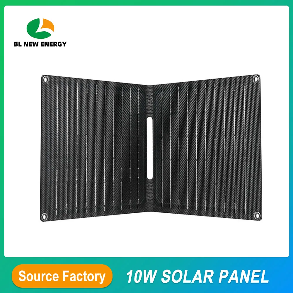 

10W ETFE Foldable Solar Panel 5V Portable Solar Power Bank with USB Type-C Output for Phone Outdoor Camping Hiking Emergency
