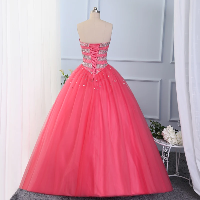 CloverBridal 2022 Real Photos In Stock AB Stones Beaded Watermelon Quinceanera Dresses Tulle quinceañera de 15 Ball Gown WQ9897