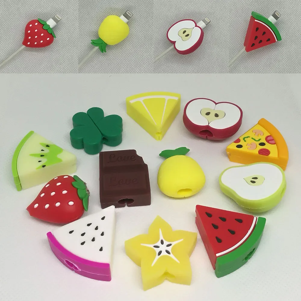 100Pcs Cable Protector Bite For Iphone Cable Protector USB Fruit watermelon Mobile Phone Connector Accessory Dropshipping Toy