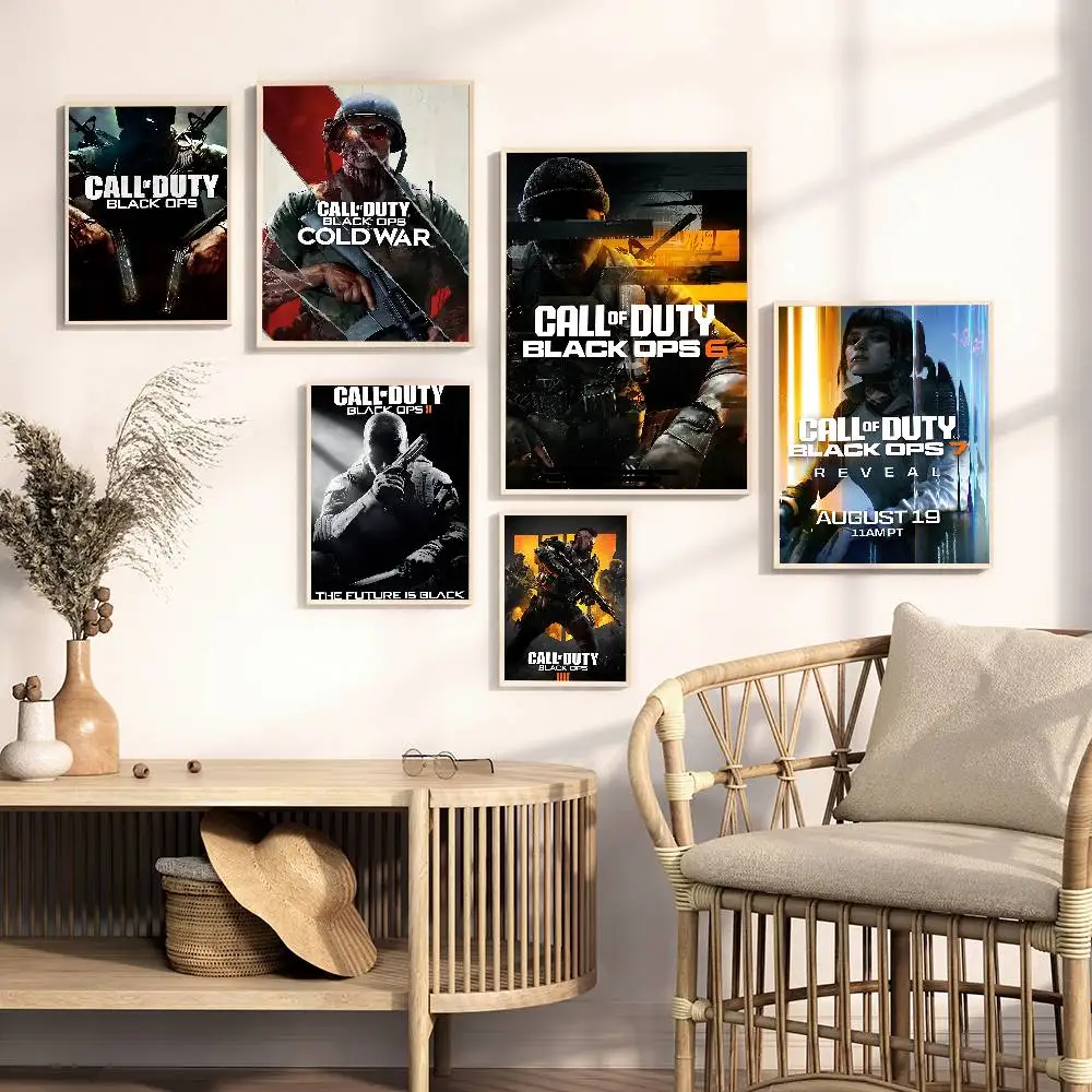 Póster de arte autoadhesivo Call Of Duty Black Ops, impresiones de papel blanco, carteles, obra de arte, pintura de pared de arte estético