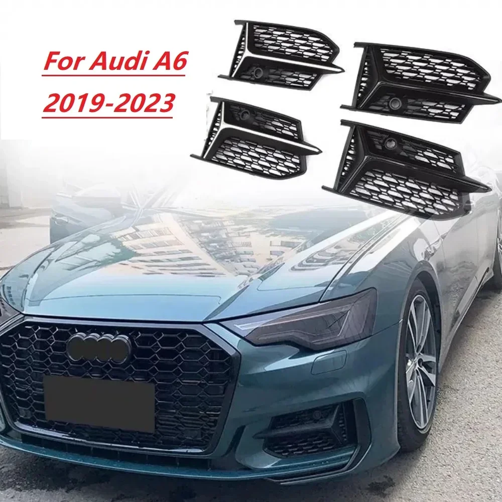 Front Bumper Fog Light Frame Grille for Audi A6 C8 2019-2021