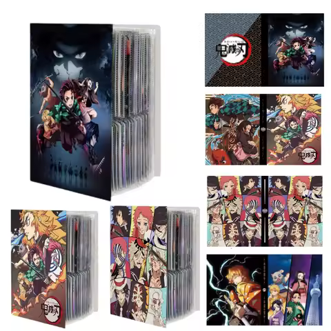 Popular Anime Demon Slayer characters Kamado Tanjirou Card Album Collection Holder Binder Card Storage 4 Grid 120pcs Favorites