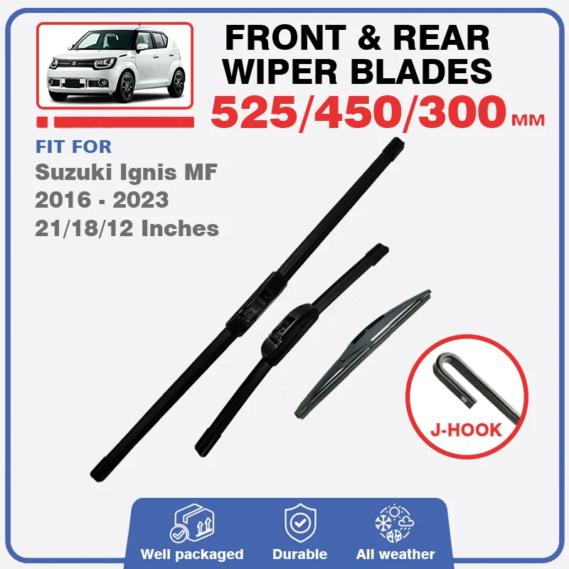 

For Suzuki Ignis MF 2016 - 2023 Front Rear Windshield Wiper Blade Windscreen Rubber Brushes Accessories 2017 2018 2019 2020 2021