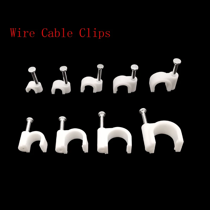 100Pcs Cable Wire Clip 3/4/5/6/7/8/9/10/12 MM Cable Management RG6 CAT6 RJ45 Semicircle Wire Cord Tie