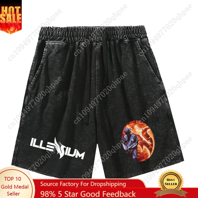 

Illenium Shorts Man Woman Teenager Retro Short Pants Vintage Cotton Elastic Soft Beach Shorts Pattern Text Customized Pant