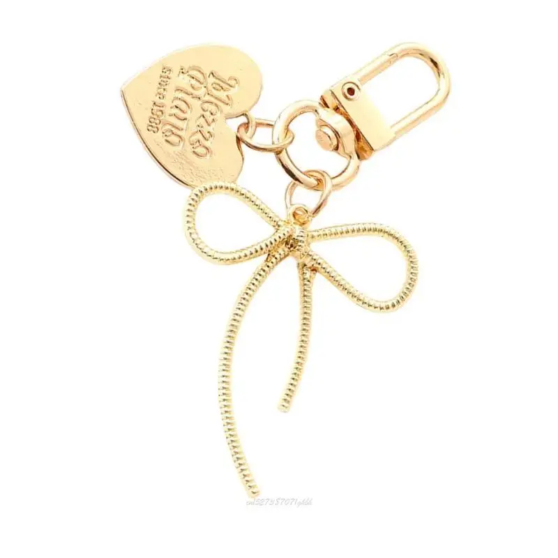 

X5XA Heart Bows Keychain Bag Decorations Charms Car Keyring Trendy Bag Accessories Backpack Pendant Charm for Purse Bag