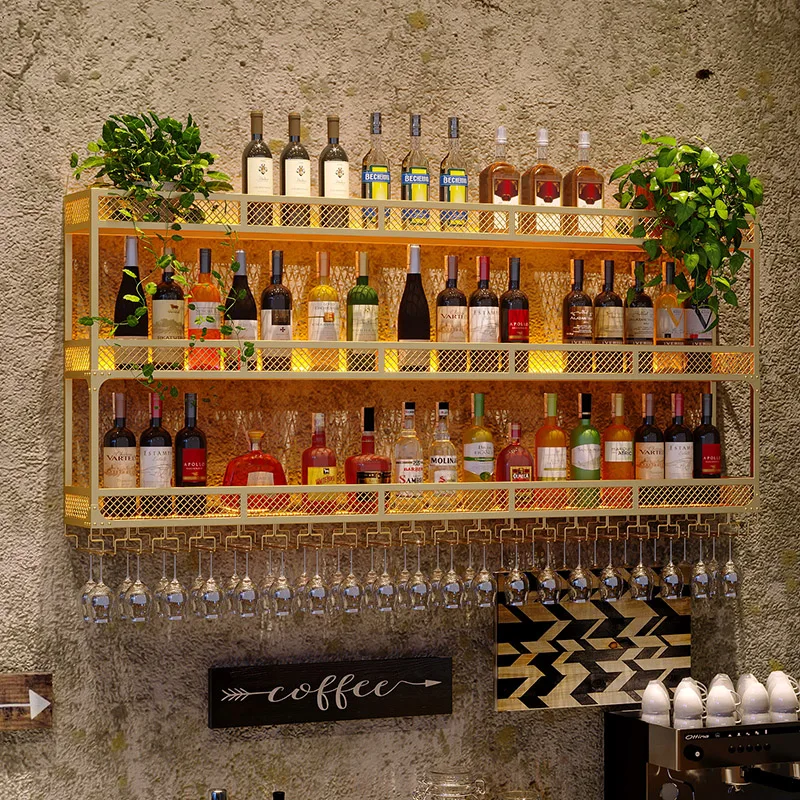 Wall Hanging Wine Rack Shelf Red Wine Cabinet Display Rack Living Wall Background Decorative Wine Glass Holder Upside Down Goble