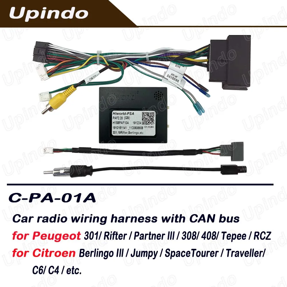 Cable de Radio Android con conector de alimentación adaptador CAN bus para Peugeot 301 Rifter Partner Tepee RCZ Citroen Berlingo Jumpy C6