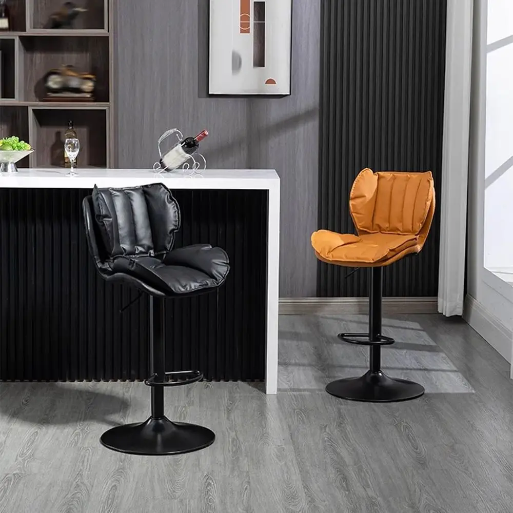 Tabouret de bar pivotant réglable avec dossier, 23,6-31,5 pour îlot de cuisine, salle à manger, bureau - Marron