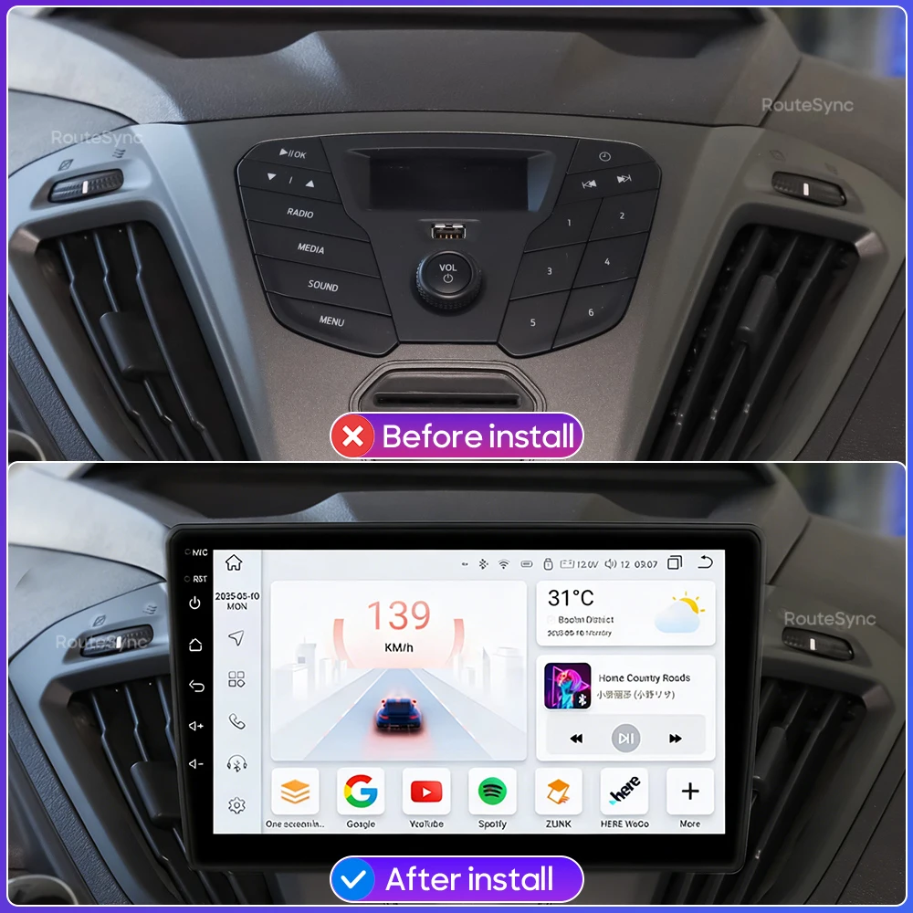 For Ford Transit Tourneo Custom 2013 - 2021 Android 15 Car Multimedia Video Radio Player Wireless CarPlay Android Auto GPS 2din