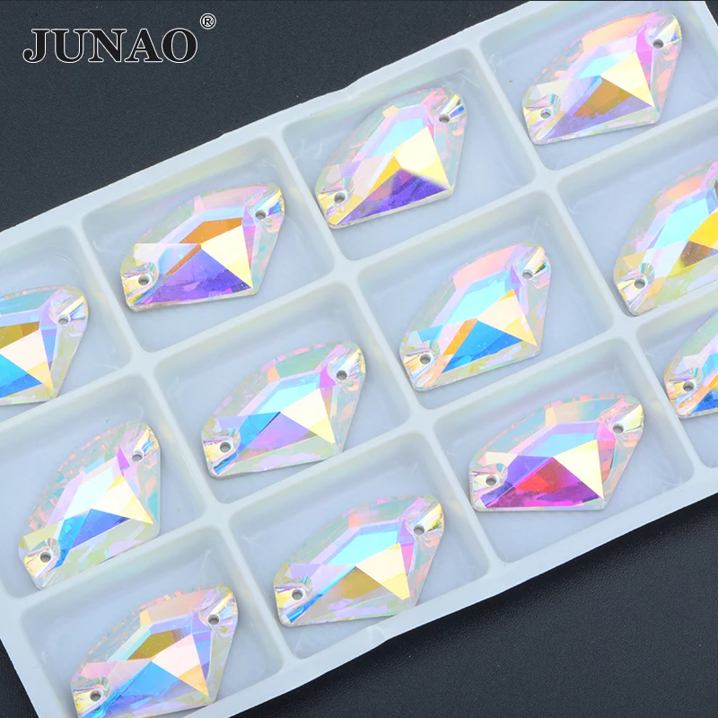 JUNAO Top Quality 5x10mm 17x27mm Galactic Shape Sewing K9 Glass Rhinestones Flatback Fancy Crystal Stone For Dress Accessories