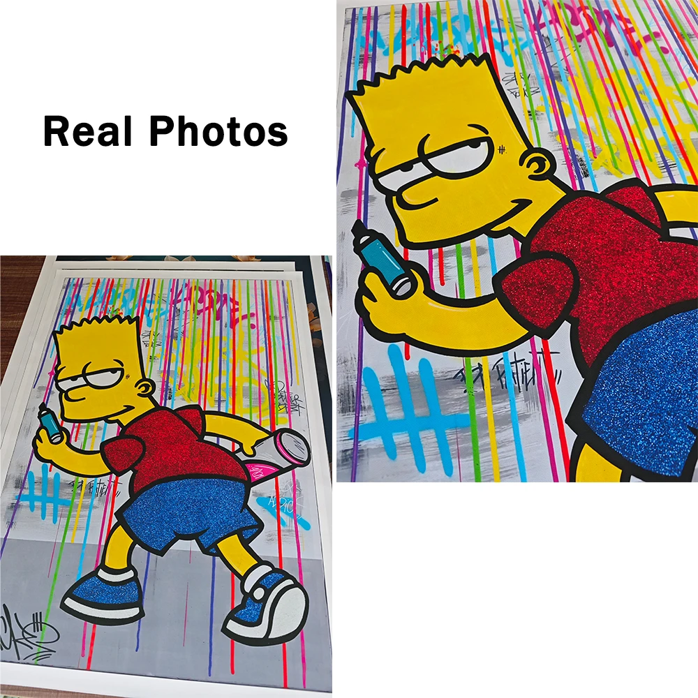 لوحة قماشية عائلية من سيمبسون ، ملصق برنامج تلفزيوني من سيمبسون ، مطبوعات كرتونية ، صور فنية جدارية ، ديكور غرف نوم الأطفال #6