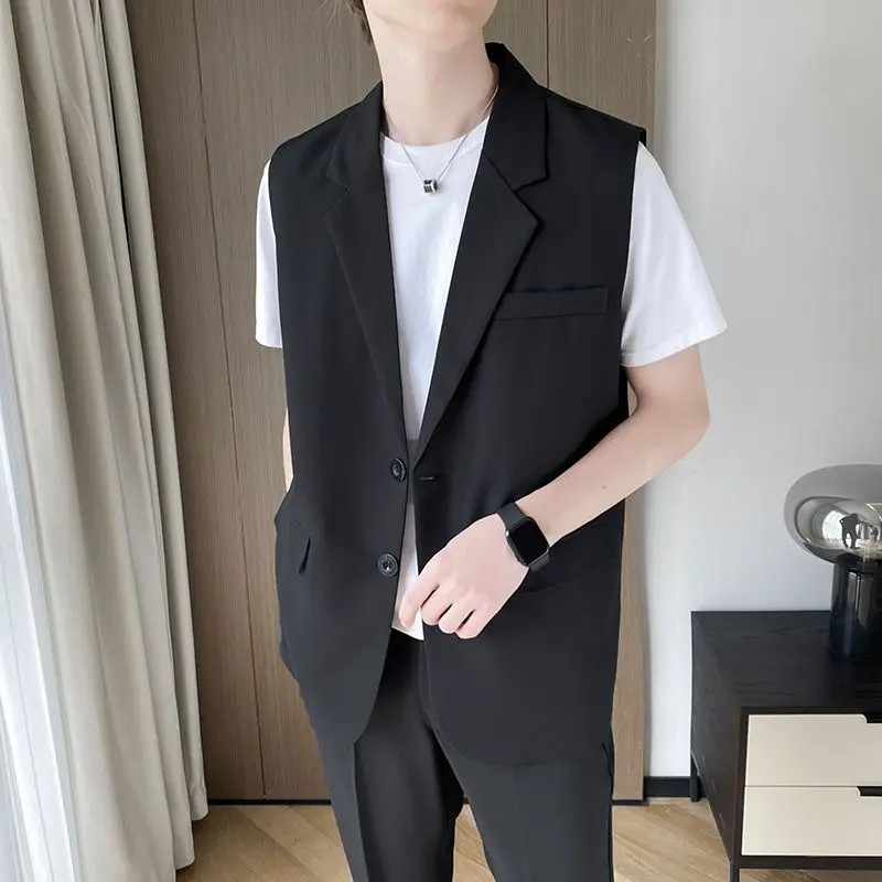 

Summer Slim Fit Blazer Men's Luxury Pure Color Vest Lightweight Blazer Coat for Business Meetings Night Events