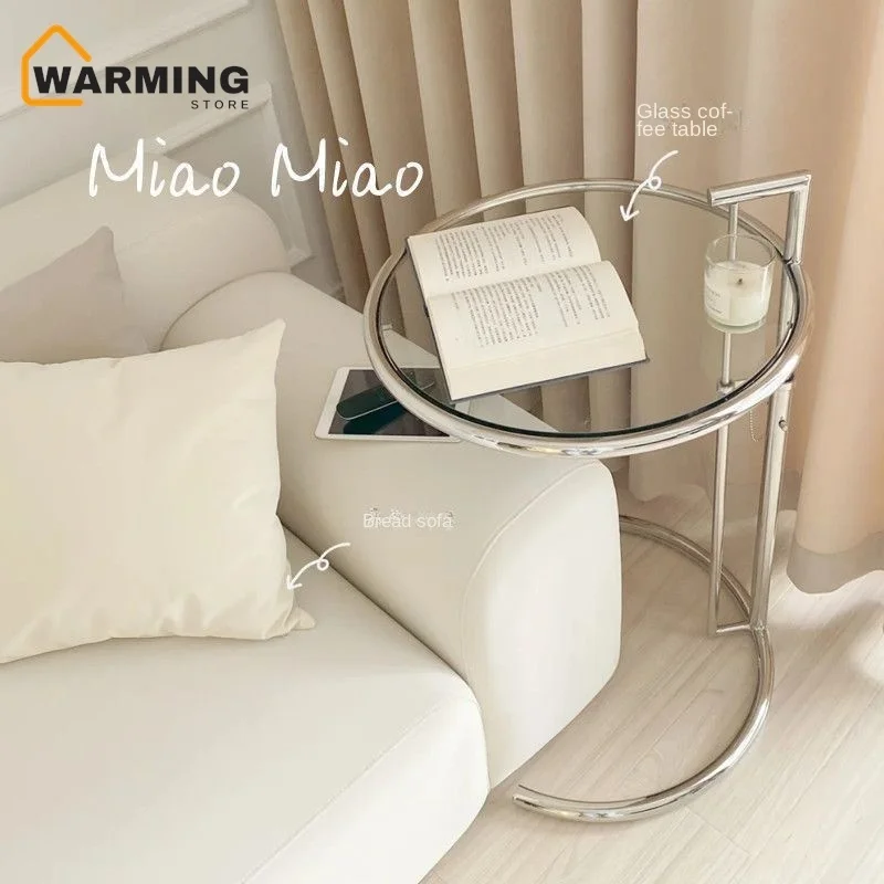 

Warming Lifting Small Coffee Table INS Stainless Steel Medieval Glass Side Several Nordic Simple Round Table Sofa Corner Several