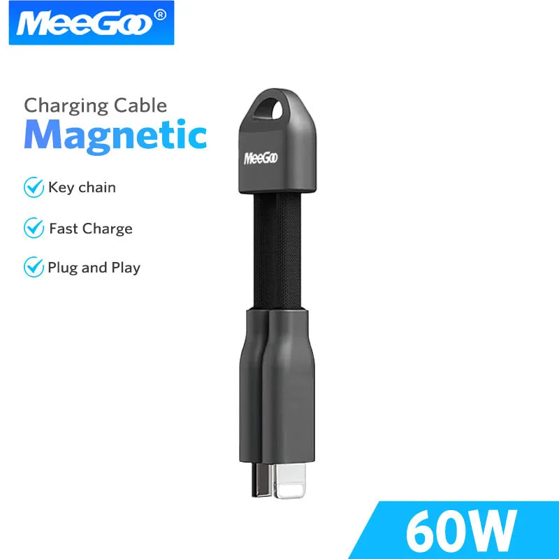 MeeGoo – porte-clés Portable en alliage de Zinc, câble de Charge type-c 60W PD, adaptateur de câble de Charge rapide pour Xiaomi iPhone Samsung Huawei