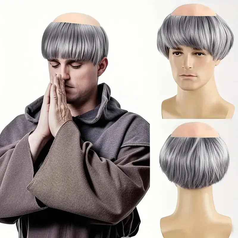 Clearance Sale Of Male Monk Wigs For Cosplay Synthetic Hair, Suitable For Halloween Carnival Themed Party Costume Props Bald Wig