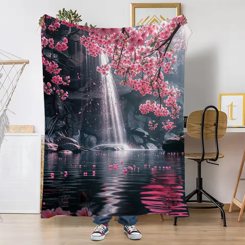 

Japanese Cherry Blossoms At Mount Fuji Blanket Soft Plaid With Print Catnap Warm Throw Fleece Blankets on Offer Portable Office