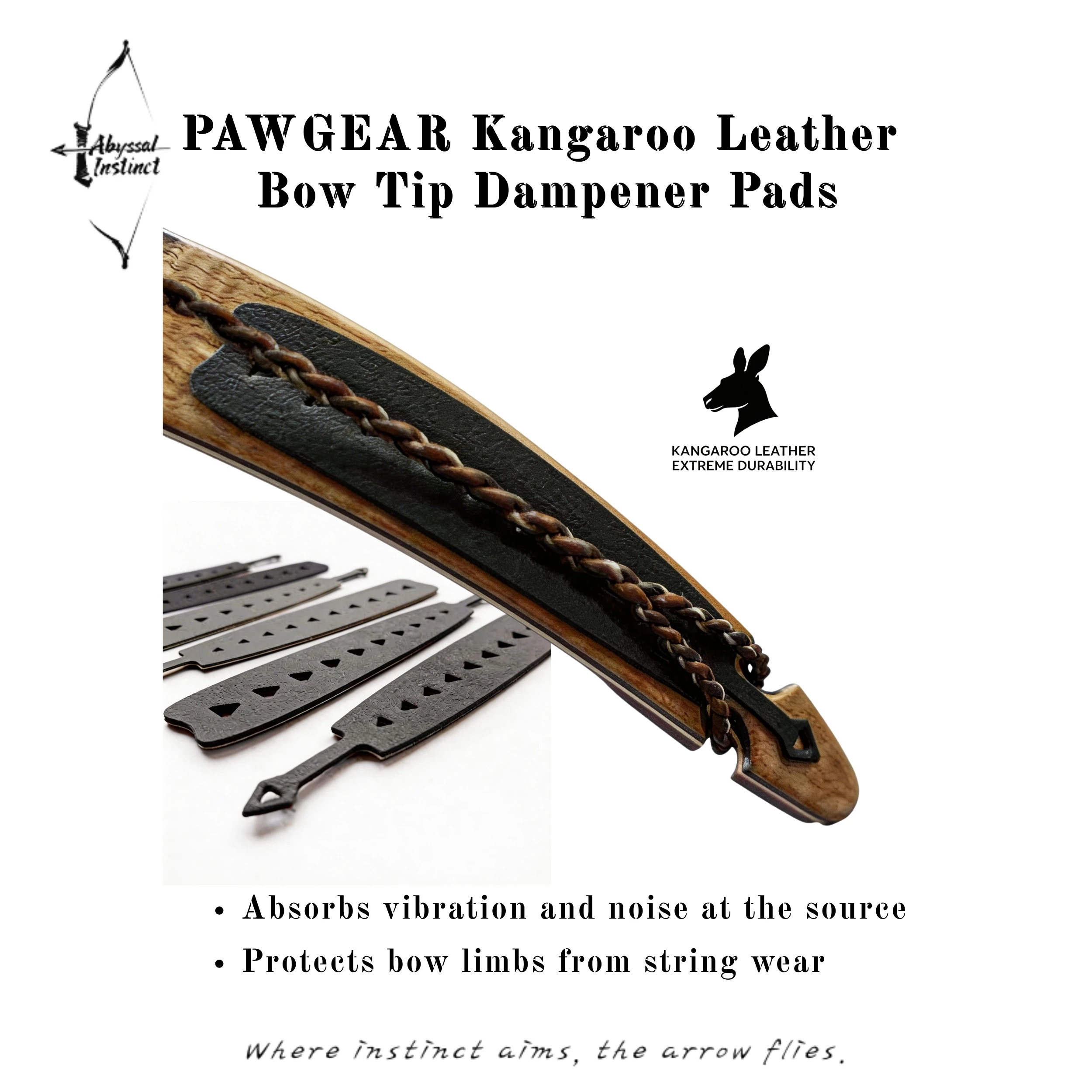 

Глушители изогнутого лука для охоты — демпферы конечностей из кожи кенгуру для снижения шума и вибрации (пара)