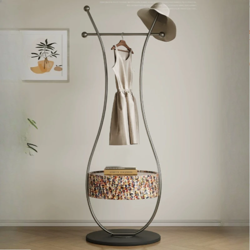 

Vintage Standing Luxury Hallway Storage Clothes Rack Nordic Japandi Space Saving Clothes Stand Metal Living Room Furniture