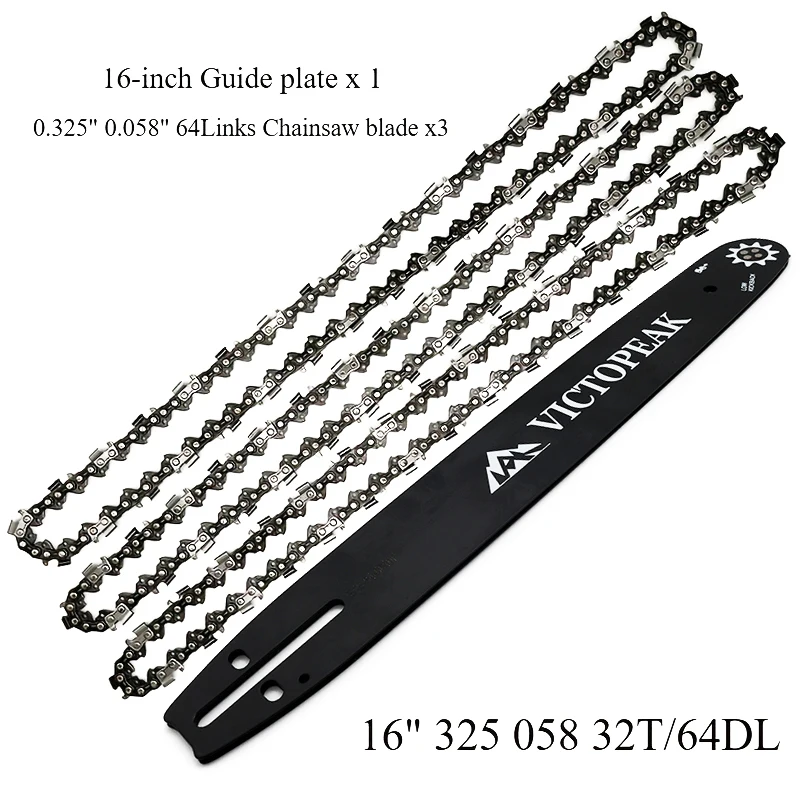 

Garden Tool Parts Accessories Guide Bar with Chainsaw Blade 16'' 0.325" 0.058" 64Links for Chinese Chain Saw