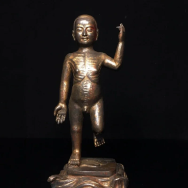 Vintage Copper Baby Buddha - Prince Siddhartha Birth Statue, Auspicious Guardian for Home Living Room Desktop Display Craft