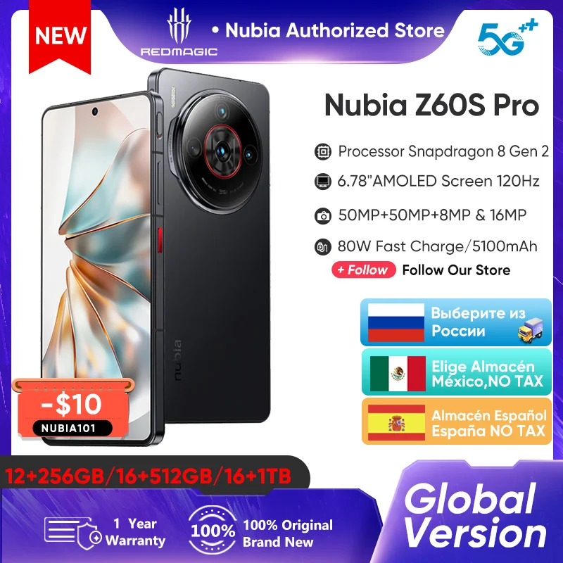 Nubia Z60S Pro Global Version 5G Android Cellphone Snapdragon 8 Gen 2 50MP Triple Camera 120Hz 6.78\