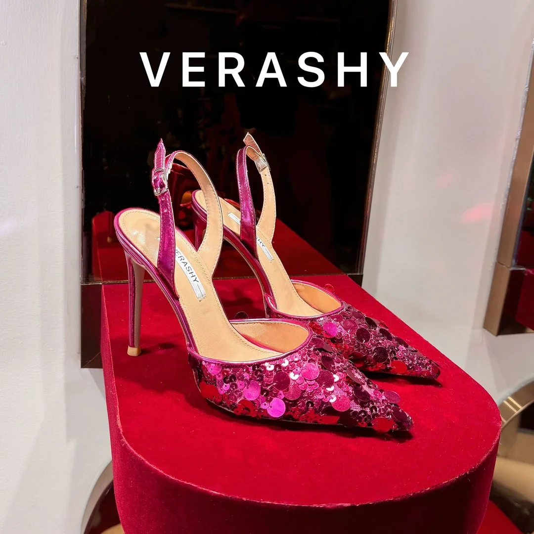 red-high-heeled-shoes-for-women-new-style-with-single-button-back-strap-sequins-thin-heel-10cm-pointed-black-sandals