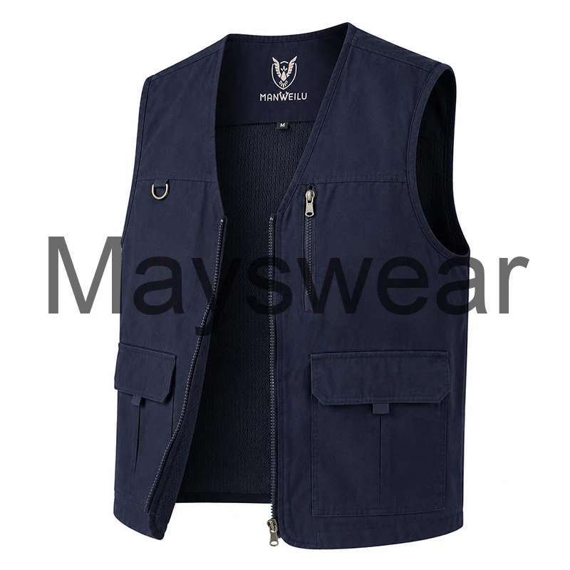 Men‘s Multi Pocket Outdoor Vests Breathable Fishing Hiking Vest Casual Utility Jacket Sleeveless Coat Plus Size 8XL Men Clothing