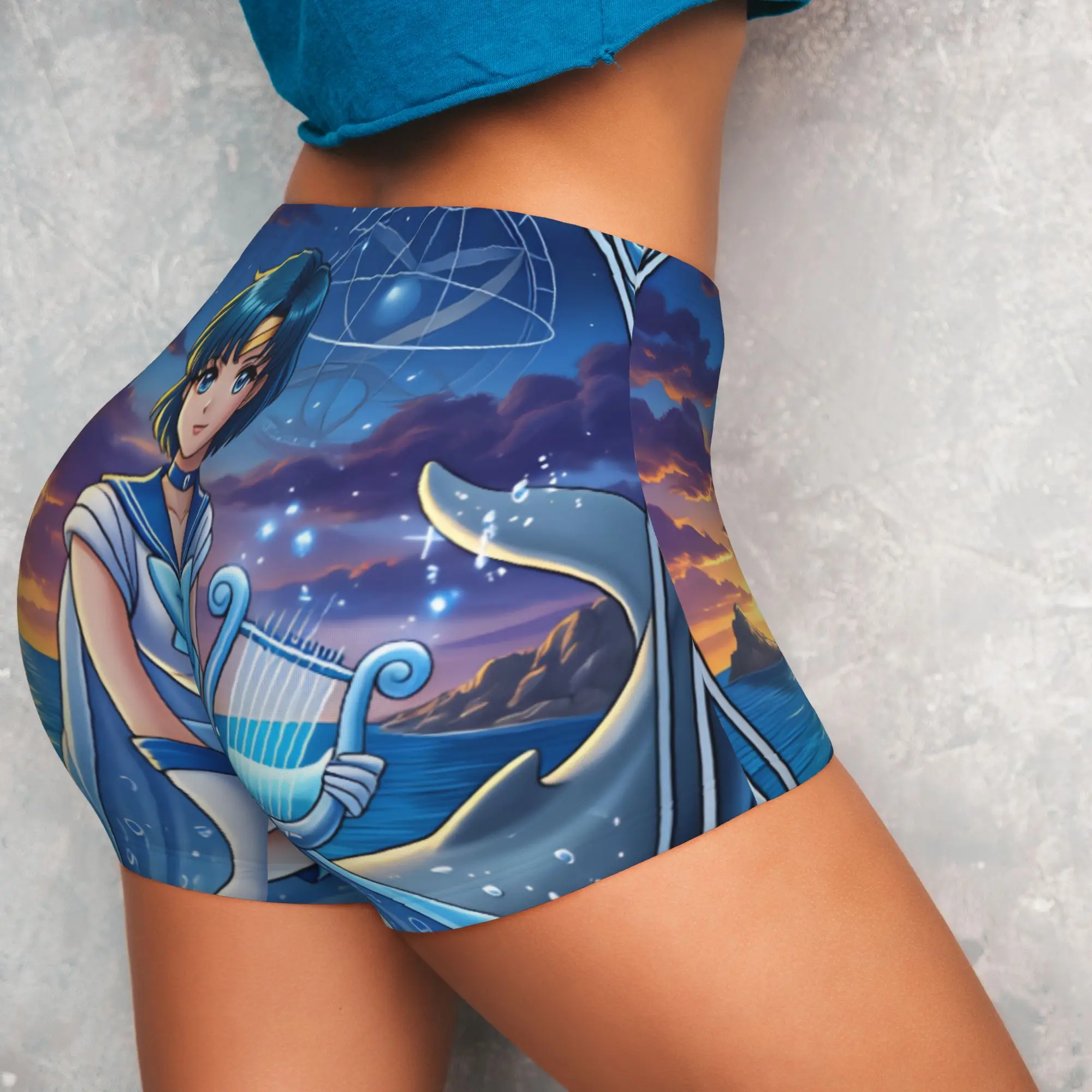 Custom Sailor Moon  Ami Mizuno  Workout Shorts Women's  Gym Volleyball Running Yoga Shorts